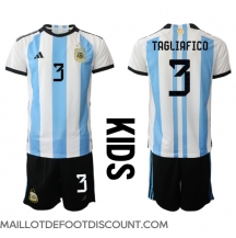 Maillot de football Réplique Argentine Nicolas Tagliafico #3 Domicile Enfant Mondial 2022 Manche Courte (+ Pantalon court)