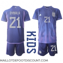 Maillot de football Réplique Argentine Paulo Dybala #21 Extérieur Enfant Mondial 2022 Manche Courte (+ Pantalon court)