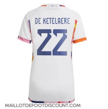 Maillot de football Réplique Belgique Charles De Ketelaere #22 Extérieur Femme Mondial 2022 Manche Courte