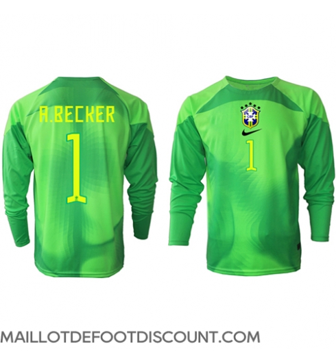 Maillot de football Réplique Brésil Alisson Becker #1 Gardien de but Extérieur Mondial 2022 Manche Longue