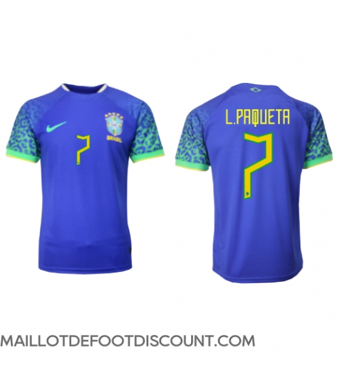 Maillot de football Réplique Brésil Lucas Paqueta #7 Extérieur Mondial 2022 Manche Courte