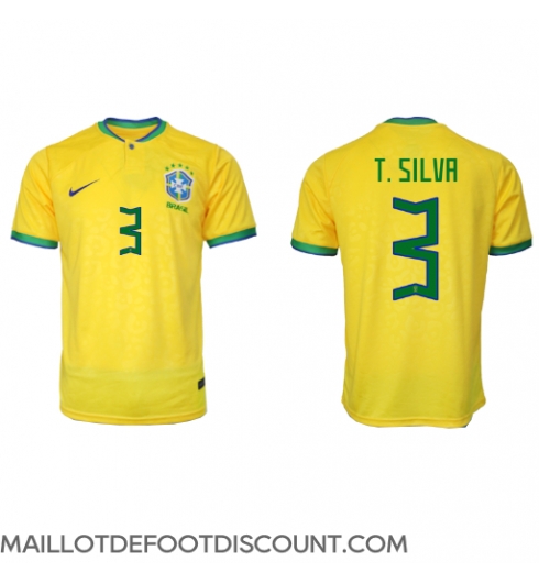 Maillot de football Réplique Brésil Thiago Silva #3 Domicile Mondial 2022 Manche Courte