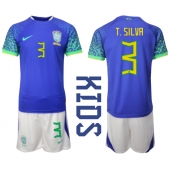 Maillot de football Réplique Brésil Thiago Silva #3 Extérieur Enfant Mondial 2022 Manche Courte (+ Pantalon court)