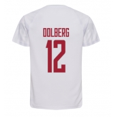Maillot de football Réplique Danemark Kasper Dolberg #12 Extérieur Mondial 2022 Manche Courte