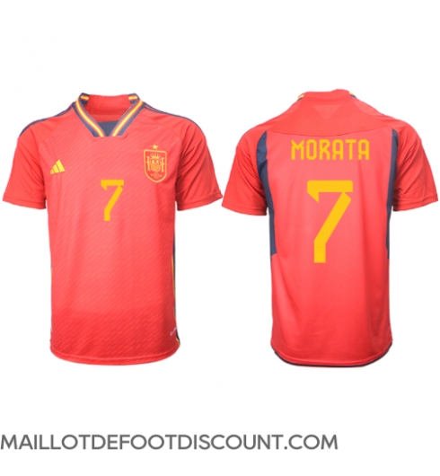 Maillot de football Réplique Espagne Alvaro Morata #7 Domicile Mondial 2022 Manche Courte