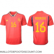 Maillot de football Réplique Espagne Rodri Hernandez #16 Domicile Mondial 2022 Manche Courte
