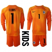 Maillot de football Réplique France Hugo Lloris #1 Gardien de but Domicile Enfant Mondial 2022 Manche Longue (+ Pantalon court)