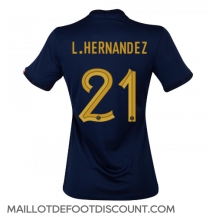 Maillot de football Réplique France Lucas Hernandez #21 Domicile Femme Mondial 2022 Manche Courte