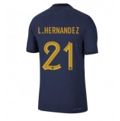 Maillot de football Réplique France Lucas Hernandez #21 Domicile Mondial 2022 Manche Courte
