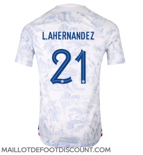 Maillot de football Réplique France Lucas Hernandez #21 Extérieur Mondial 2022 Manche Courte