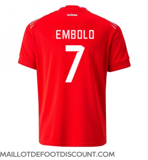 Maillot de football Réplique Suisse Breel Embolo #7 Domicile Mondial 2022 Manche Courte