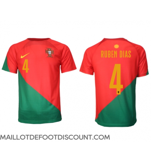 Maillot de football Réplique le Portugal Ruben Dias #4 Domicile Mondial 2022 Manche Courte