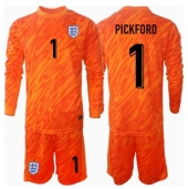 Maillot de football Réplique Angleterre Jordan Pickford #1 Gardien de but Domicile Enfant Europe 2024 Manche Longue (+ Pantalon court)