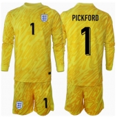 Maillot de football Réplique Angleterre Jordan Pickford #1 Gardien de but Extérieur Enfant Europe 2024 Manche Longue (+ Pantalon court)