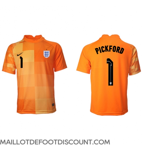 Maillot de football Réplique Angleterre Jordan Pickford #1 Gardien de but Extérieur Mondial 2022 Manche Courte