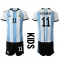 Maillot de football Réplique Argentine Angel Di Maria #11 Domicile Enfant Mondial 2022 Manche Courte (+ Pantalon court)