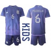 Maillot de football Réplique Argentine German Pezzella #6 Extérieur Enfant Mondial 2022 Manche Courte (+ Pantalon court)