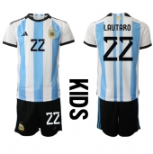 Maillot de football Réplique Argentine Lautaro Martinez #22 Domicile Enfant Mondial 2022 Manche Courte (+ Pantalon court)