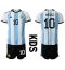 Maillot de football Réplique Argentine Lionel Messi #10 Domicile Enfant Mondial 2022 Manche Courte (+ Pantalon court)