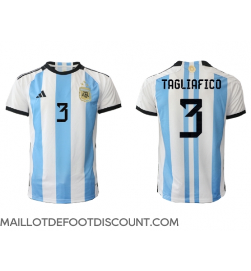 Maillot de football Réplique Argentine Nicolas Tagliafico #3 Domicile Mondial 2022 Manche Courte