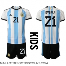 Maillot de football Réplique Argentine Paulo Dybala #21 Domicile Enfant Mondial 2022 Manche Courte (+ Pantalon court)