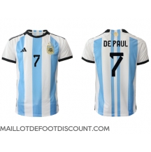 Maillot de football Réplique Argentine Rodrigo de Paul #7 Domicile Mondial 2022 Manche Courte