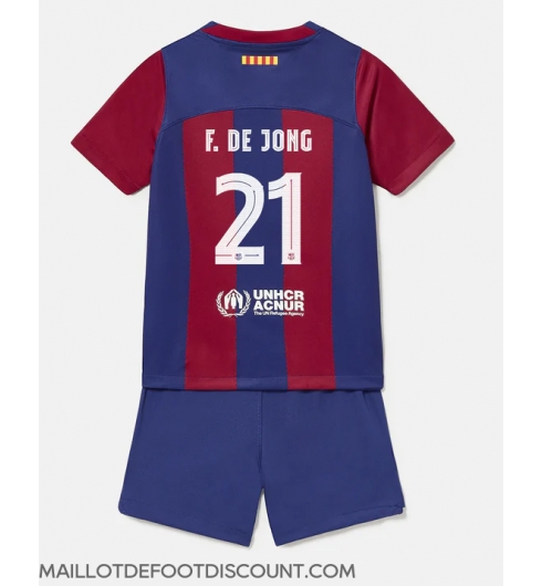 Maillot de football Réplique Barcelona Frenkie de Jong #21 Domicile Enfant 2023-24 Manche Courte (+ Pantalon court)