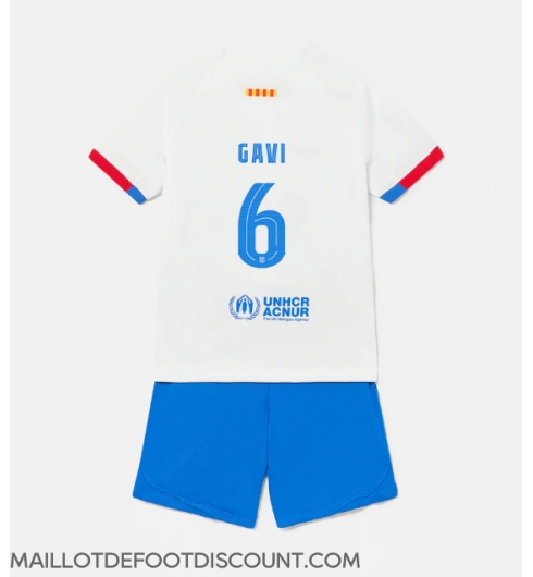Maillot de football Réplique Barcelona Paez Gavi #6 Extérieur Enfant 2023-24 Manche Courte (+ Pantalon court)