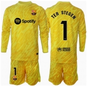 Maillot de football Réplique Barcelona Ter Stegen #1 Gardien de but Domicile Enfant 2024-25 Manche Longue (+ Pantalon court)
