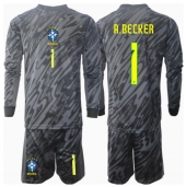Maillot de football Réplique Brésil Alisson Becker #1 Gardien de but Extérieur Enfant Copa America 2024 Manche Longue (+ Pantalon court)