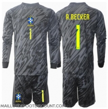 Maillot de football Réplique Brésil Alisson Becker #1 Gardien de but Extérieur Enfant Copa America 2024 Manche Longue (+ Pantalon court)