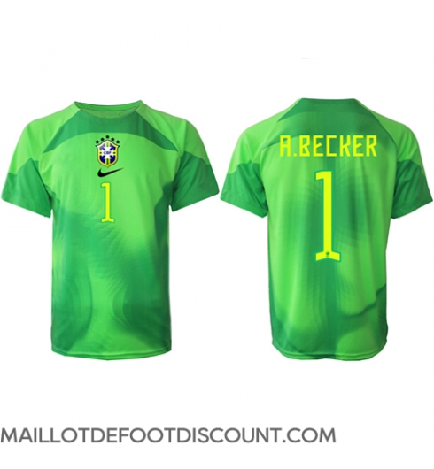 Maillot de football Réplique Brésil Alisson Becker #1 Gardien de but Extérieur Mondial 2022 Manche Courte