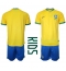 Maillot de football Réplique Brésil Domicile Enfant Mondial 2022 Manche Courte (+ Pantalon court)