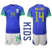 Maillot de football Réplique Brésil Eder Militao #14 Extérieur Enfant Mondial 2022 Manche Courte (+ Pantalon court)