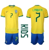 Maillot de football Réplique Brésil Lucas Paqueta #7 Domicile Enfant Mondial 2022 Manche Courte (+ Pantalon court)
