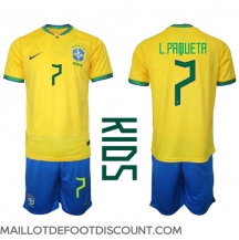 Maillot de football Réplique Brésil Lucas Paqueta #7 Domicile Enfant Mondial 2022 Manche Courte (+ Pantalon court)
