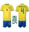 Maillot de football Réplique Brésil Marquinhos #4 Domicile Enfant Mondial 2022 Manche Courte (+ Pantalon court)