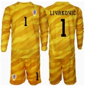 Maillot de football Réplique Croatie Dominik Livakovic #1 Gardien de but Domicile Enfant Europe 2024 Manche Longue (+ Pantalon court)