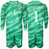 Maillot de football Réplique Croatie Dominik Livakovic #1 Gardien de but Extérieur Enfant Europe 2024 Manche Longue (+ Pantalon court)