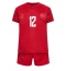 Maillot de football Réplique Danemark Kasper Dolberg #12 Domicile Enfant Mondial 2022 Manche Courte (+ Pantalon court)