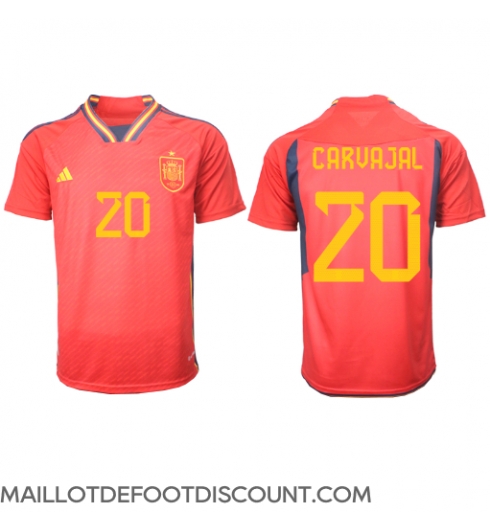 Maillot de football Réplique Espagne Daniel Carvajal #20 Domicile Mondial 2022 Manche Courte