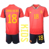Maillot de football Réplique Espagne Jordi Alba #18 Domicile Enfant Mondial 2022 Manche Courte (+ Pantalon court)