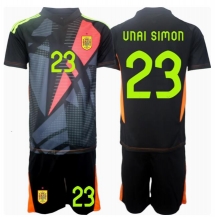 Maillot de football Réplique Espagne Unai Simon #23 Gardien de but Extérieur Enfant Europe 2024 Manche Courte (+ Pantalon court)