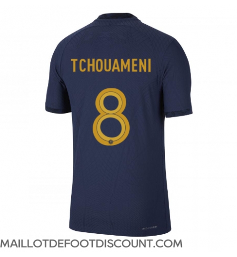 Maillot de football Réplique France Aurelien Tchouameni #8 Domicile Mondial 2022 Manche Courte