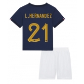 Maillot de football Réplique France Lucas Hernandez #21 Domicile Enfant Mondial 2022 Manche Courte (+ Pantalon court)