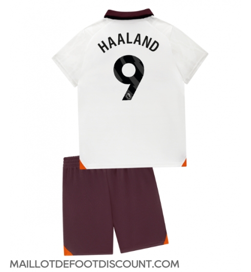 Maillot de football Réplique Manchester City Erling Haaland #9 Extérieur Enfant 2023-24 Manche Courte (+ Pantalon court)