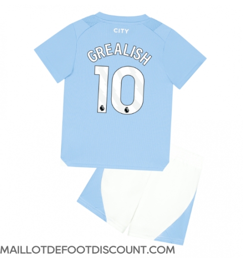 Maillot de football Réplique Manchester City Jack Grealish #10 Domicile Enfant 2023-24 Manche Courte (+ Pantalon court)