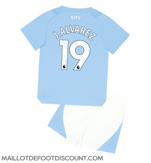 Maillot de football Réplique Manchester City Julian Alvarez #19 Domicile Enfant 2023-24 Manche Courte (+ Pantalon court)