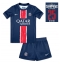 Maillot de football Réplique Paris Saint-Germain Domicile Enfant 2024-25 UCL Champions Manche Courte (+ Pantalon court)