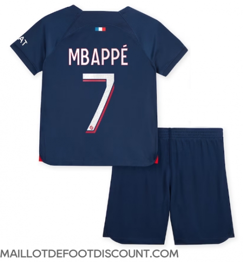 Maillot de football Réplique Paris Saint-Germain Kylian Mbappe #7 Domicile Enfant 2023-24 Manche Courte (+ Pantalon court)